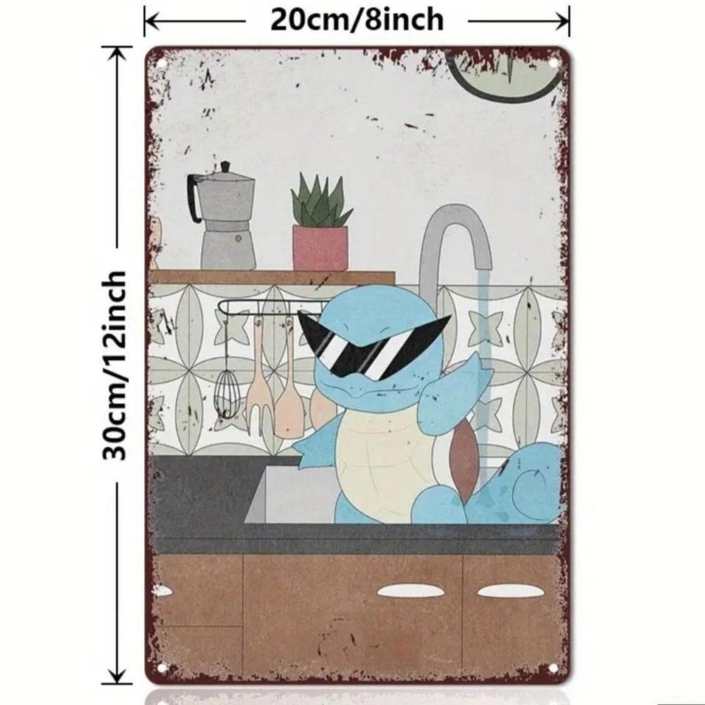 Pokémon squirtle in the sink metal poster wall decor‎